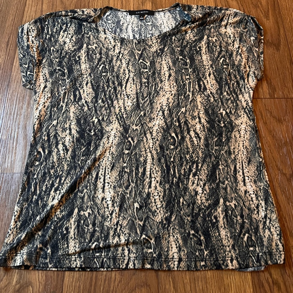 Liz McCoy snake print shirt